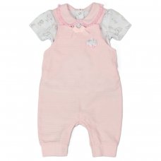 E13323:  Baby Girls Nursery Dungaree & T-Shirt Outfit (0-6 Months)